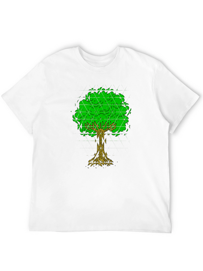 Geometric Tree Graphic Tee - Black