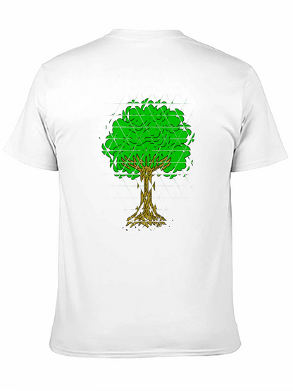 Geometric Tree Graphic Tee - Black