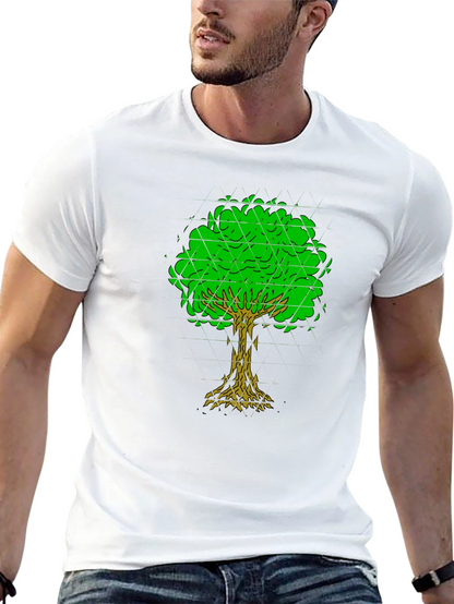 Geometric Tree Graphic Tee - Black