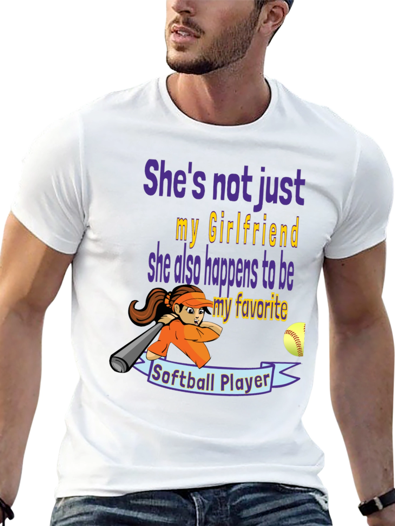 Softball Girlfriend Graphic T-Shirt