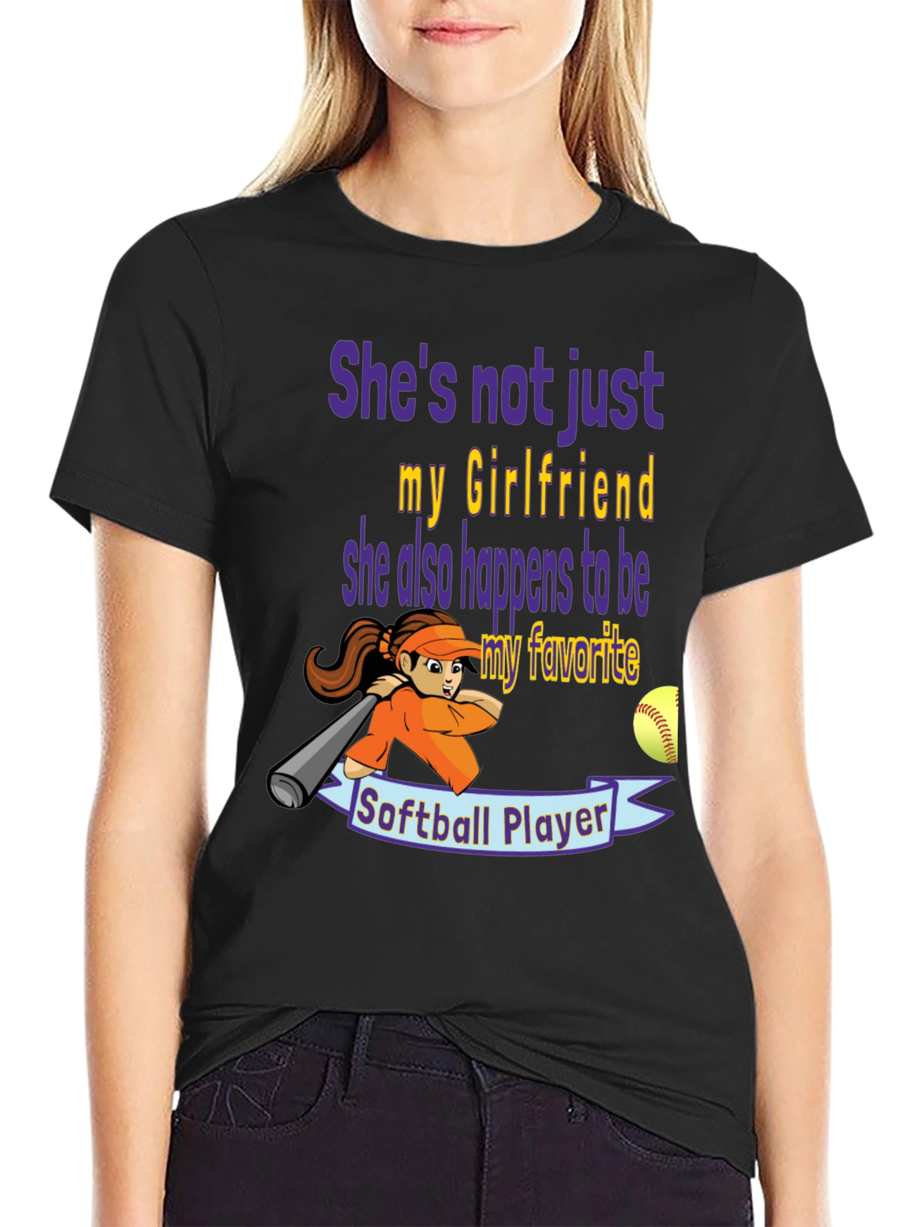 Softball Girlfriend Graphic T-Shirt