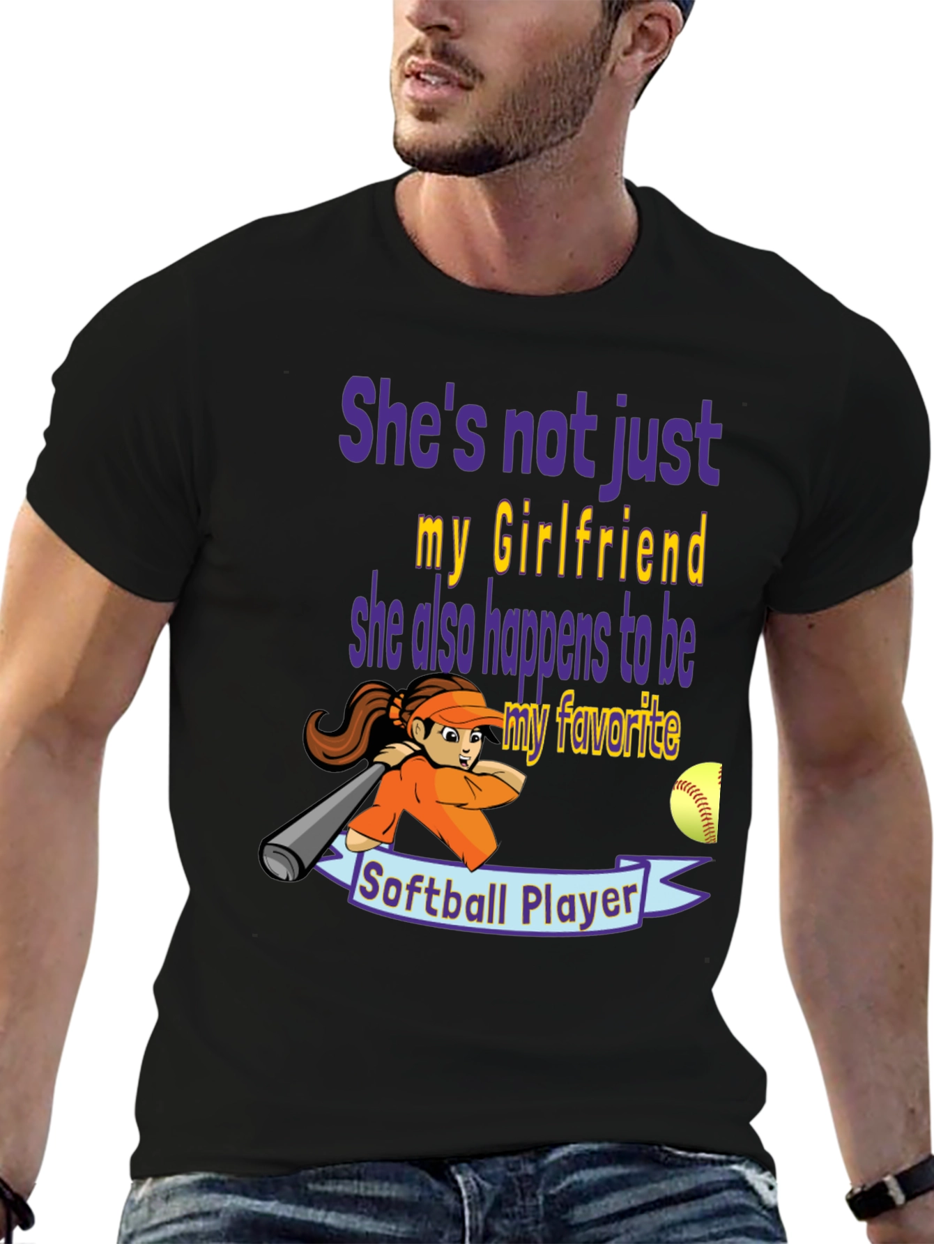 Softball Girlfriend Graphic T-Shirt