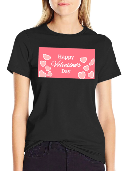 Happy Valentines Day Black Graphic Tee