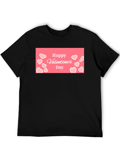 Happy Valentines Day Black Graphic Tee
