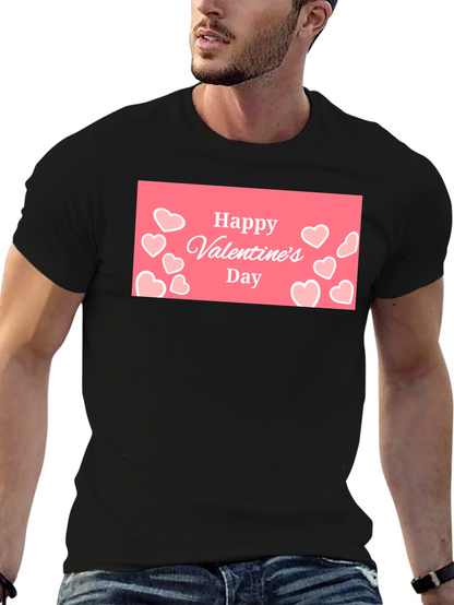Happy Valentines Day Black Graphic Tee