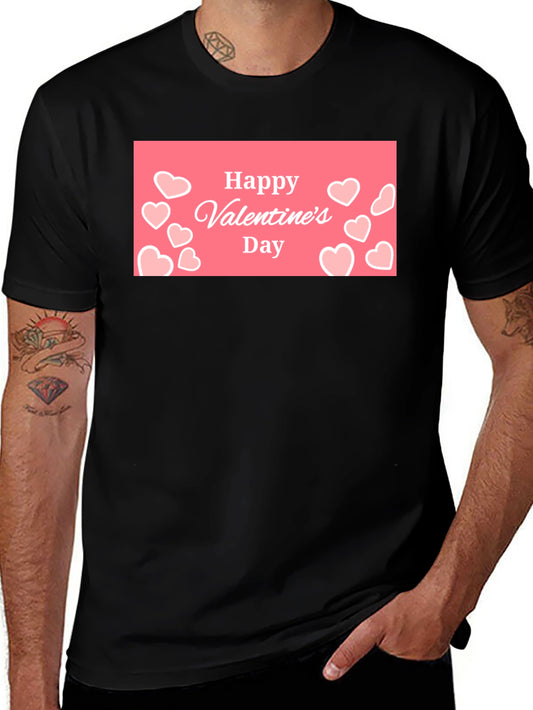 Happy Valentines Day Black Graphic Tee