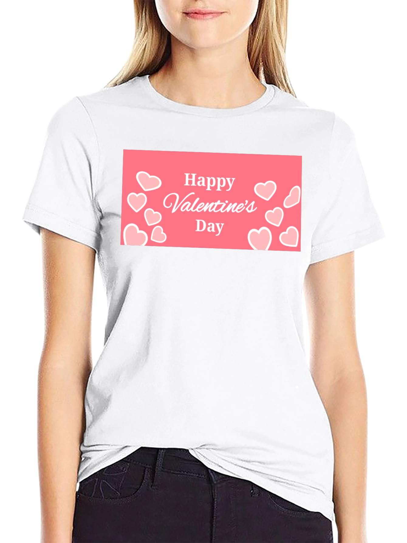 Happy Valentines Day Black Graphic Tee