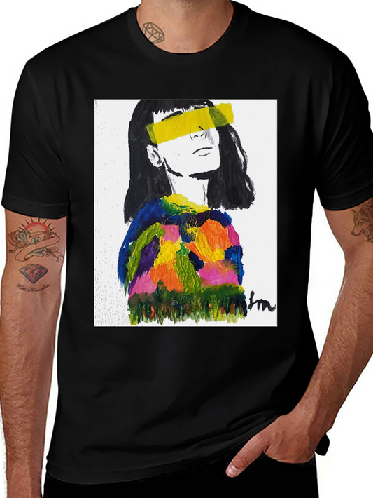 Abstract Art Portrait Black T-Shirt