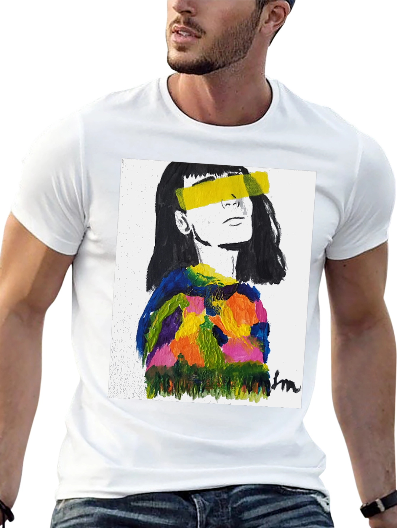 Abstract Art Portrait Black T-Shirt