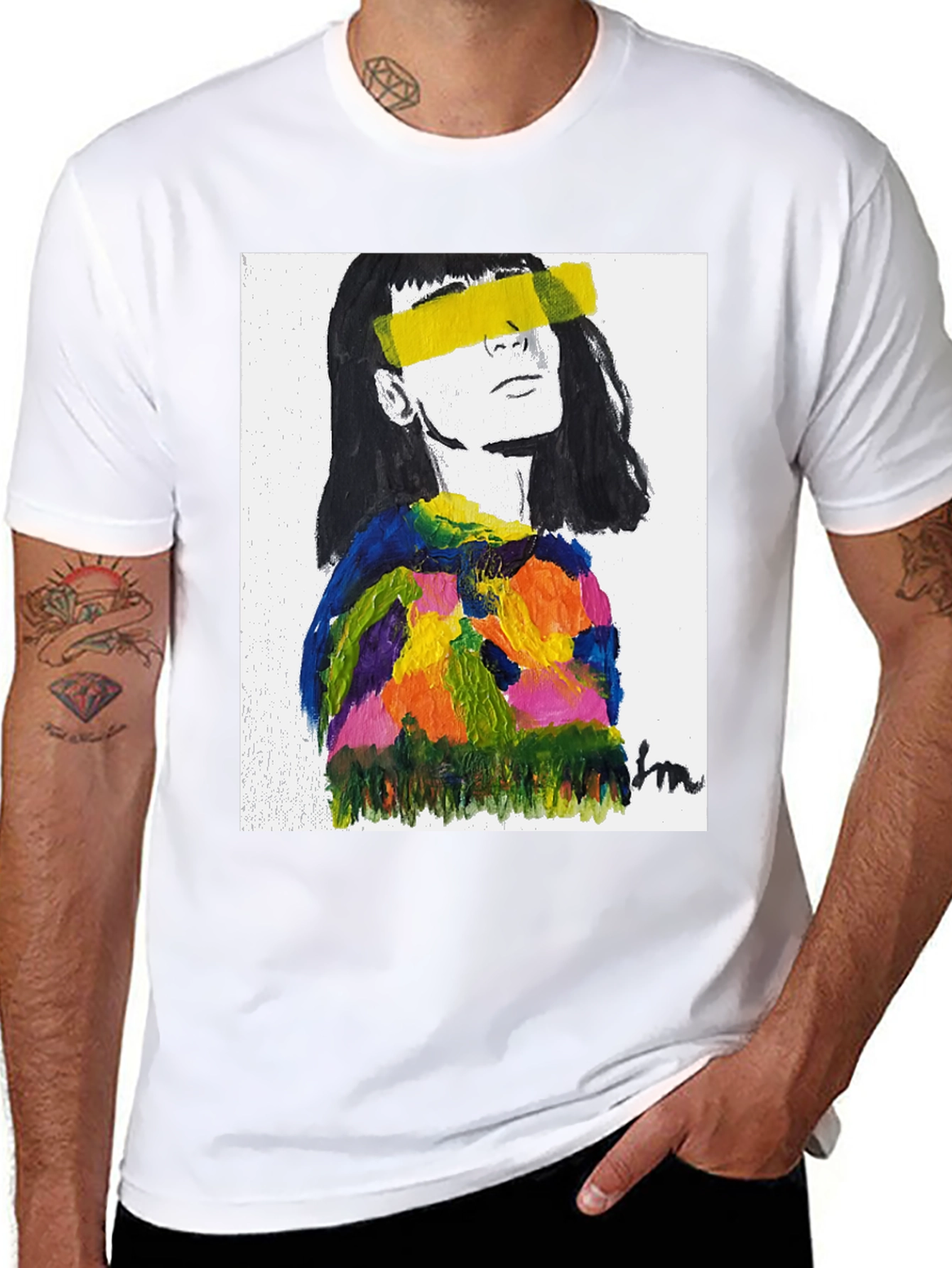 Abstract Art Portrait Black T-Shirt