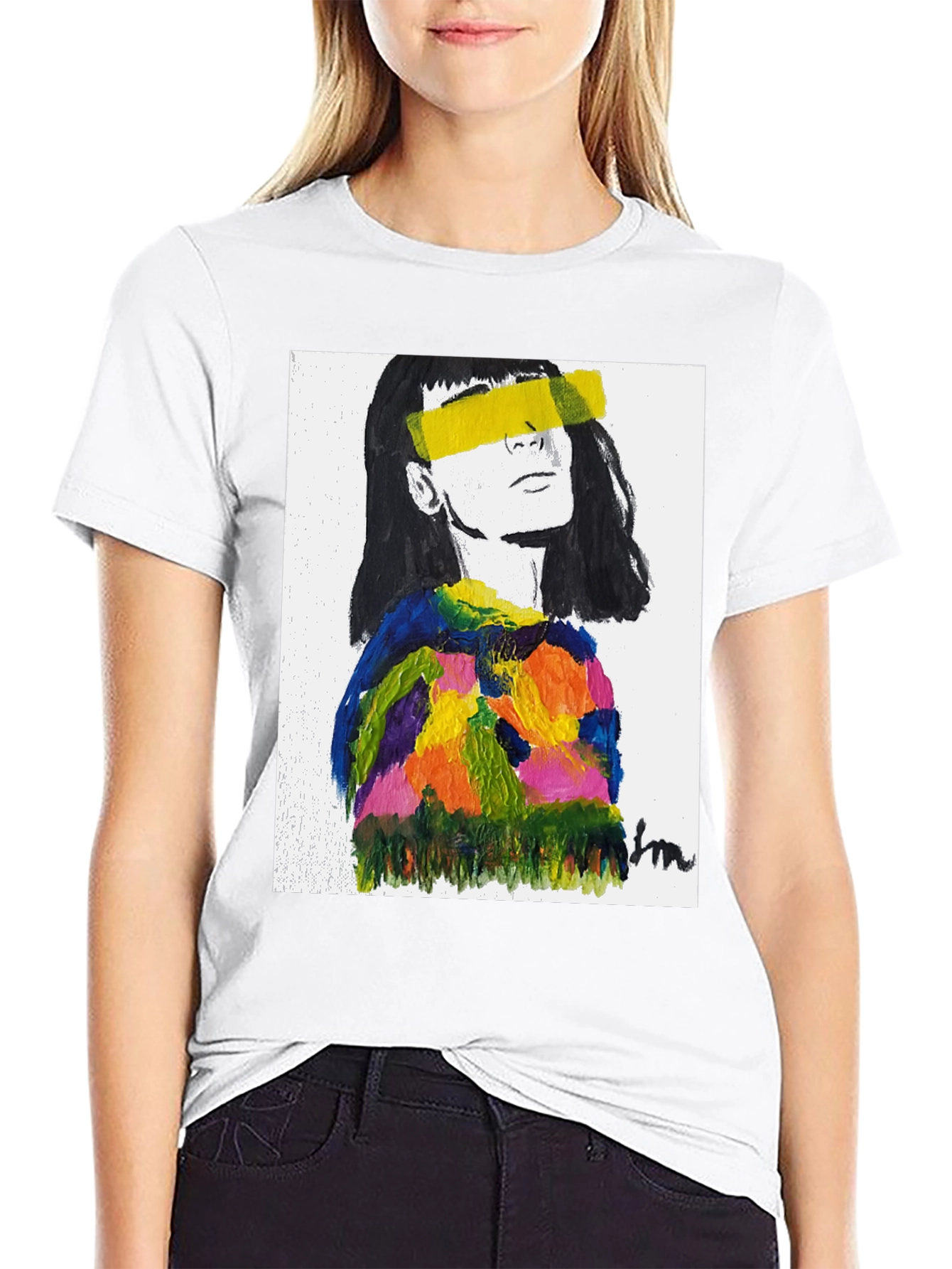 Abstract Art Portrait Black T-Shirt