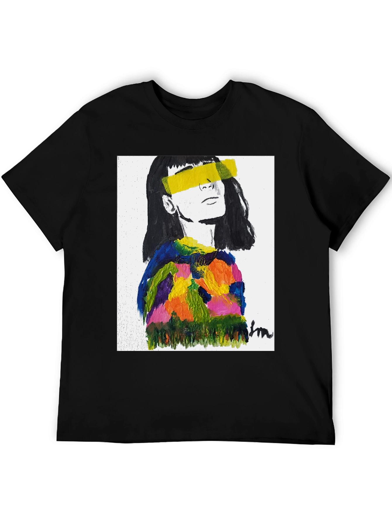 Abstract Art Portrait Black T-Shirt