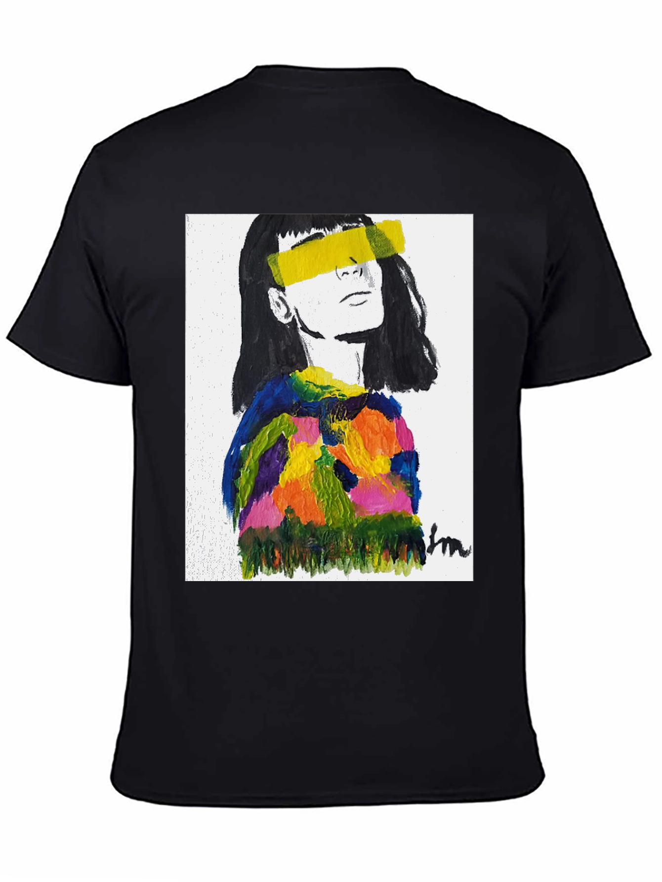 Abstract Art Portrait Black T-Shirt