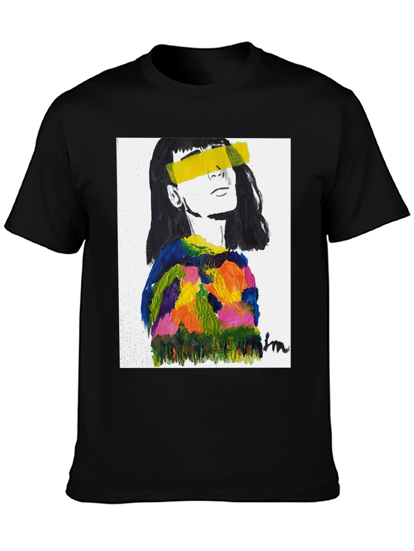 Abstract Art Portrait Black T-Shirt