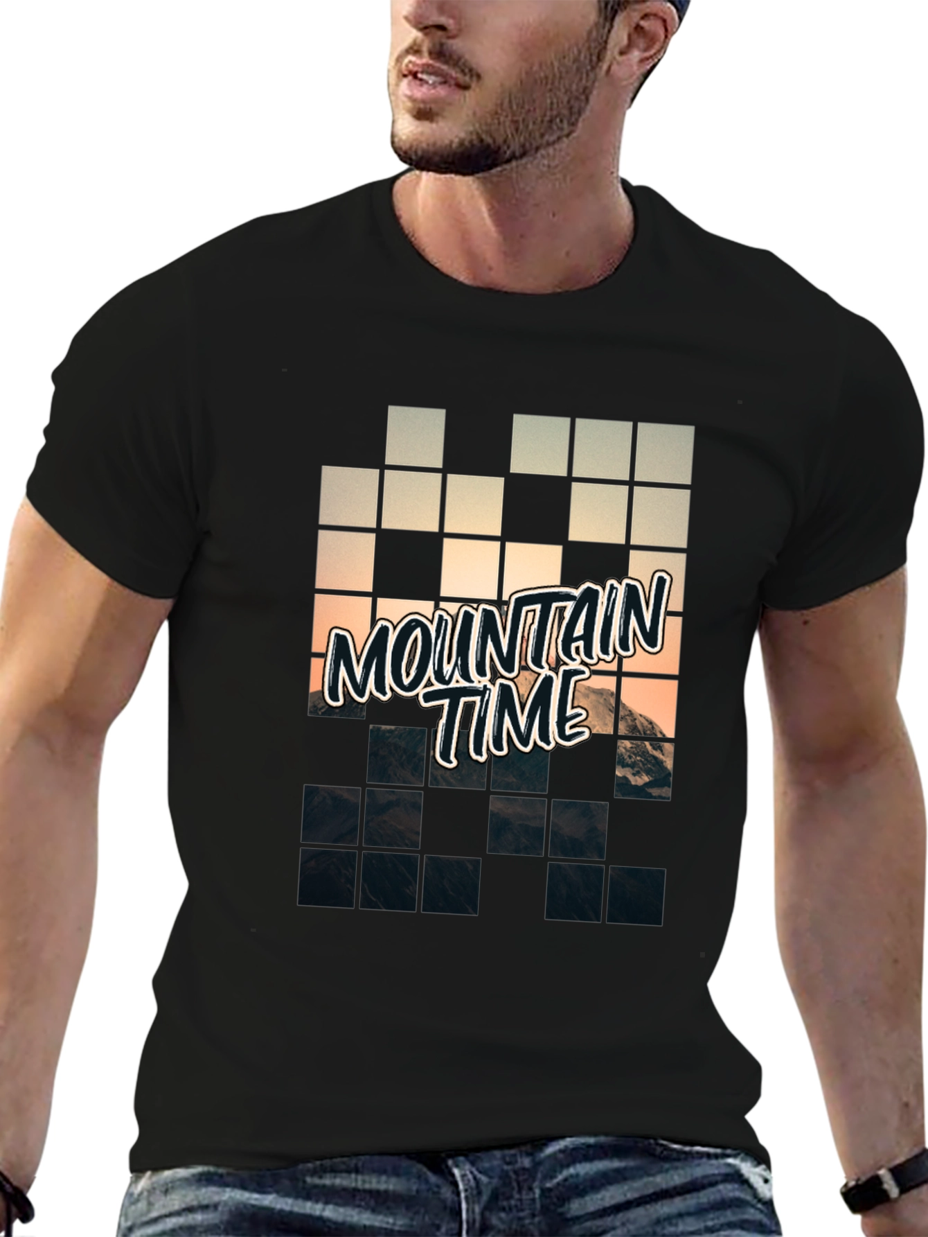 Mountain Time Pixel Art Graphic Tee