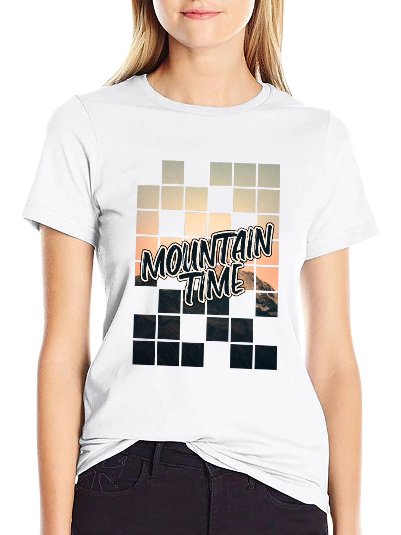 Mountain Time Pixel Art Graphic Tee