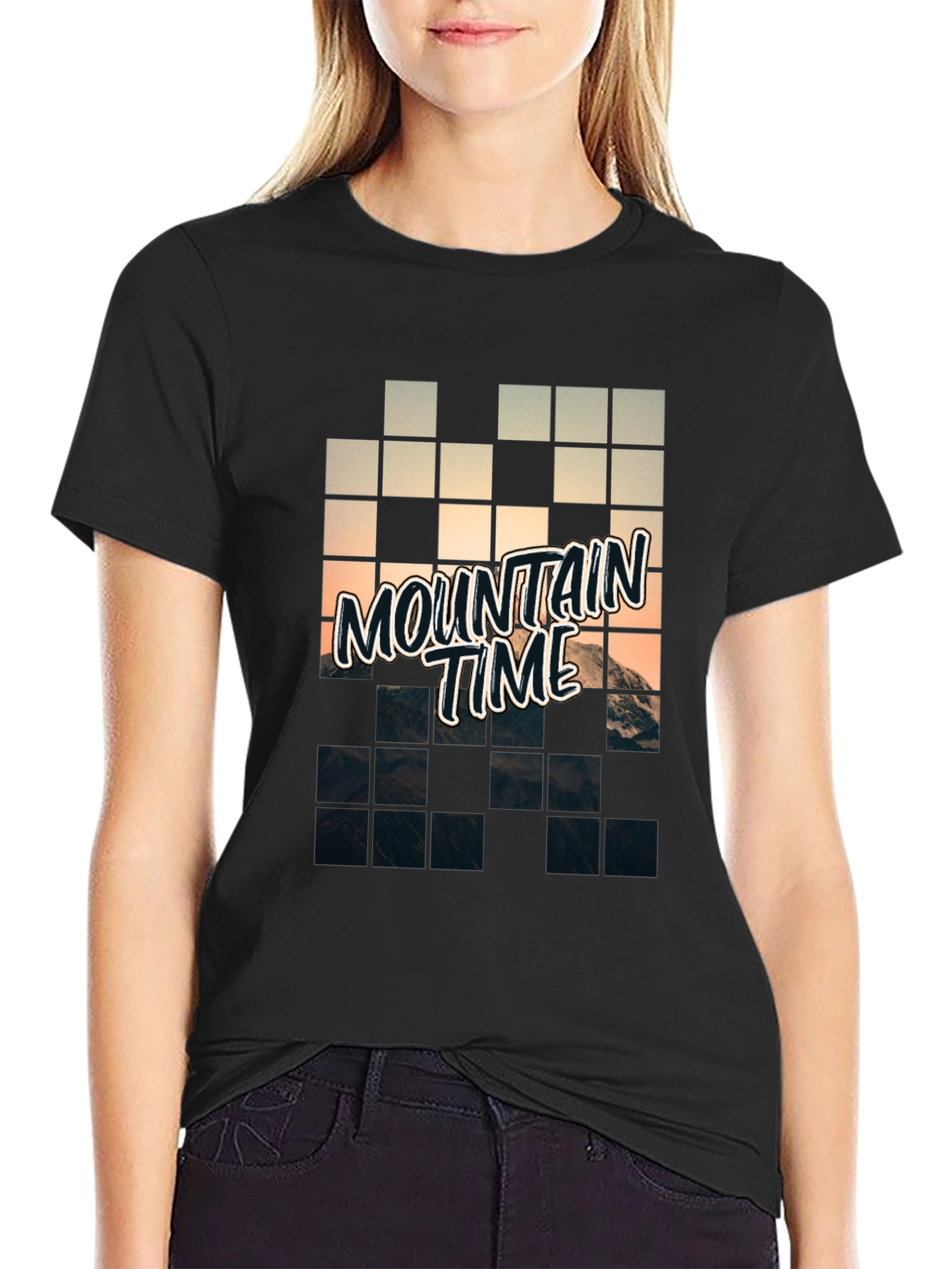Mountain Time Pixel Art Graphic Tee