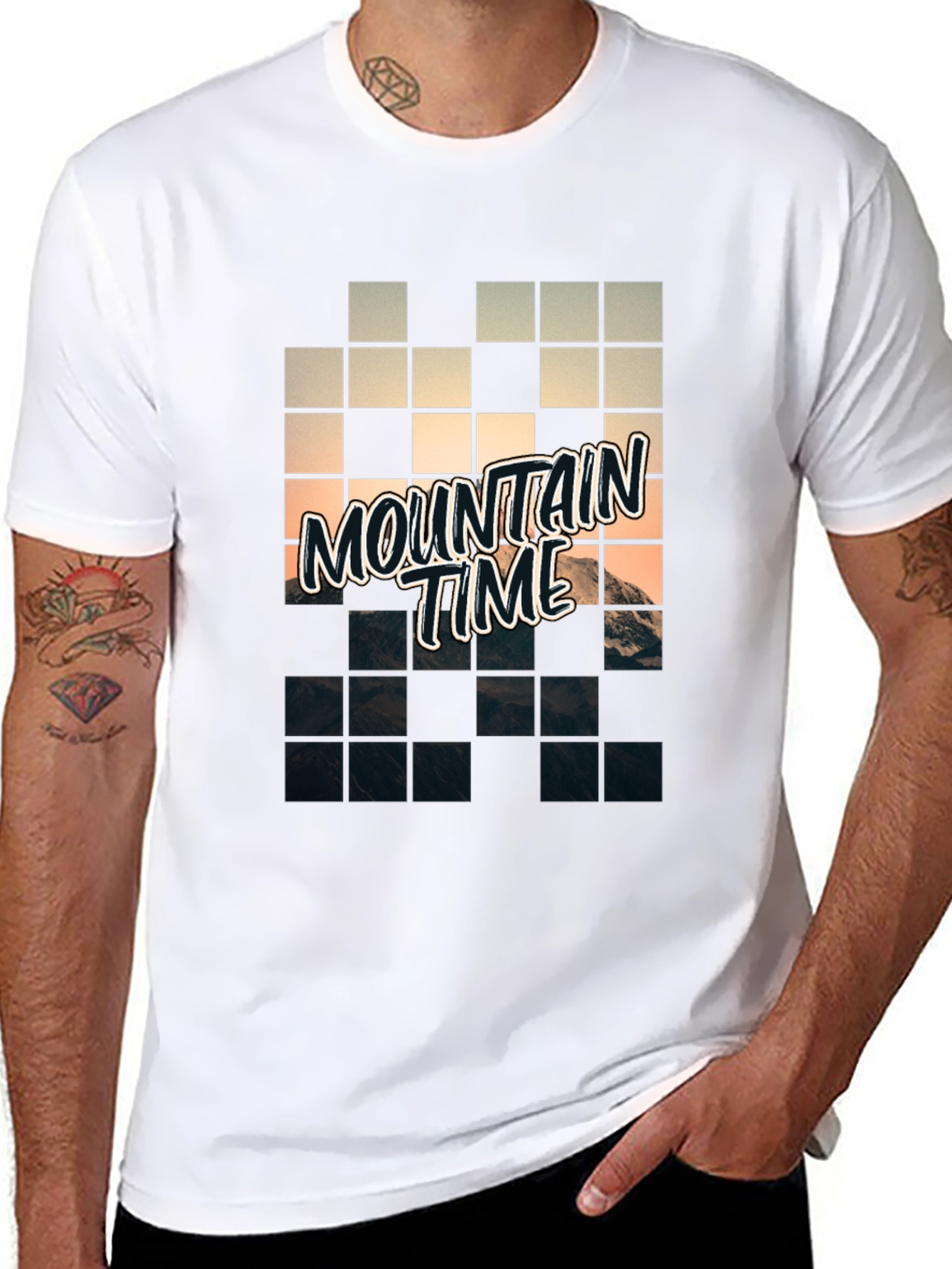 Mountain Time Pixel Art Graphic Tee