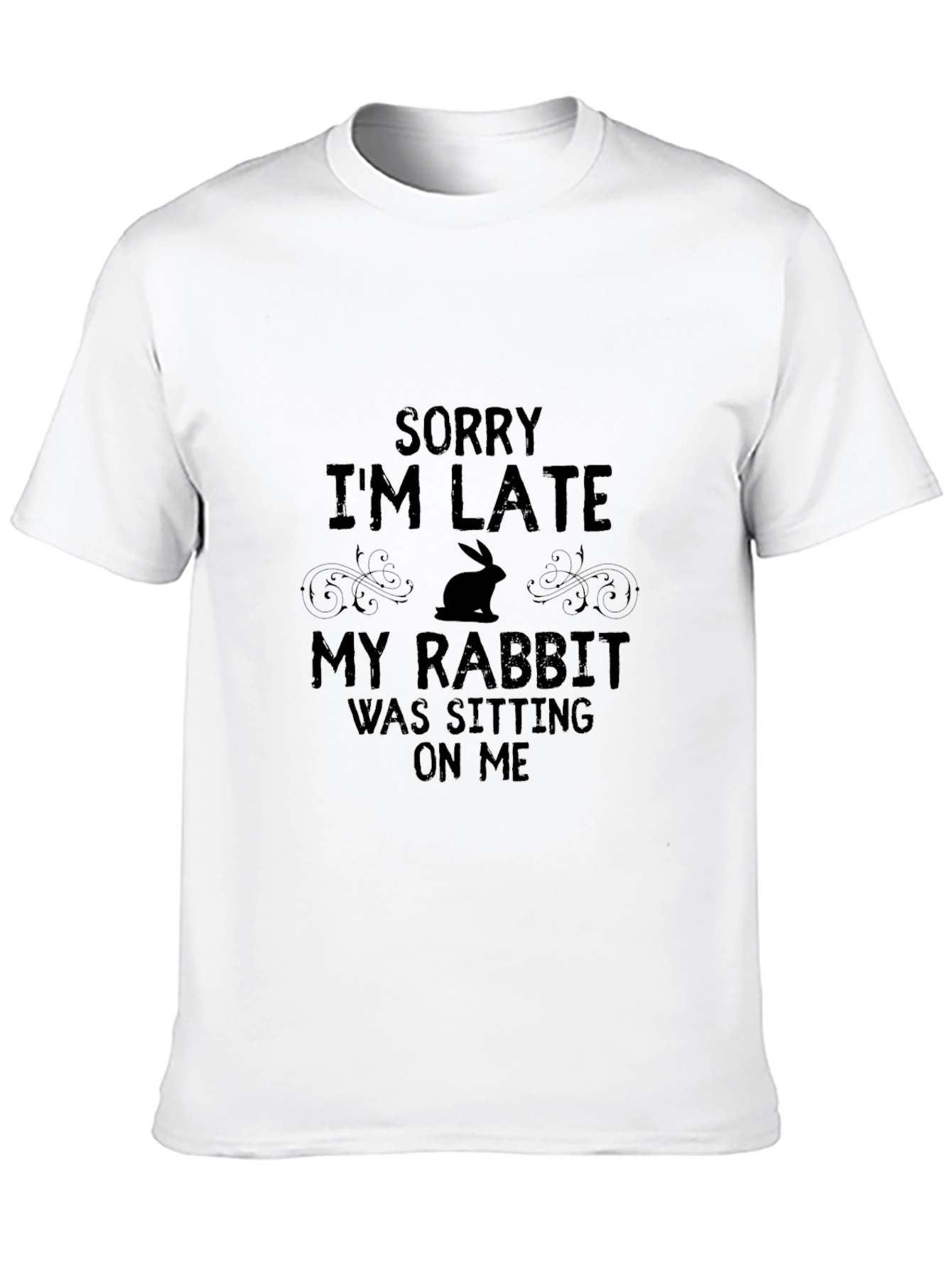 Funny Rabbit Graphic T-Shirt - Sorry Im Late