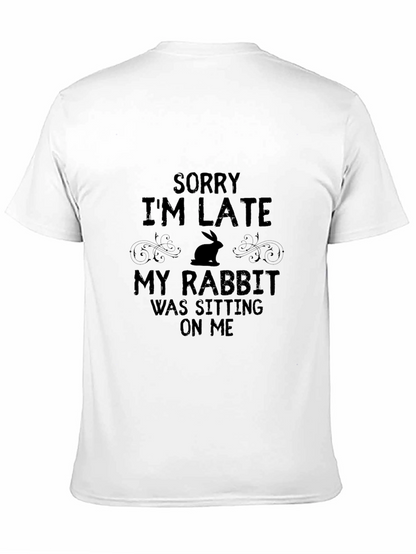 Funny Rabbit Graphic T-Shirt - Sorry Im Late