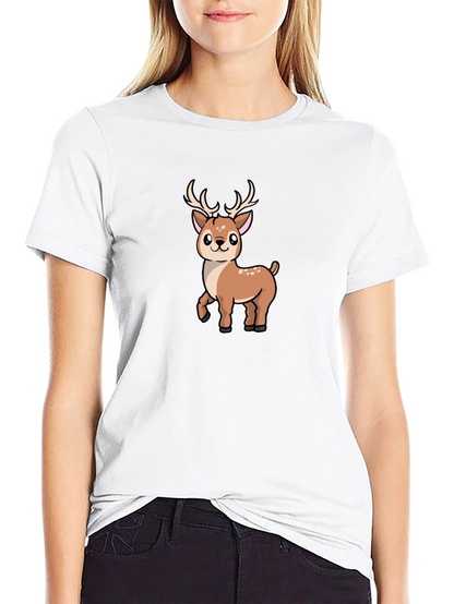 Cute Deer Graphic Tee - Soft Cotton Blend