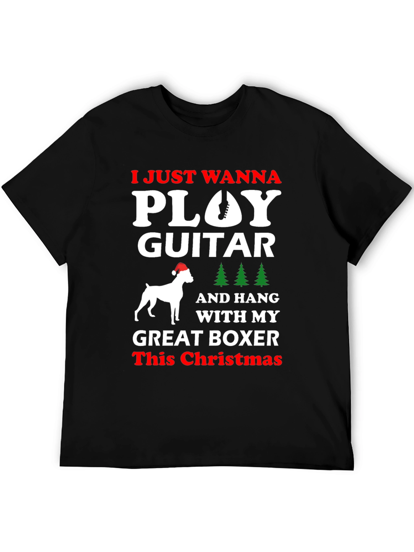 Christmas Guitar Boxer Dog T-Shirt