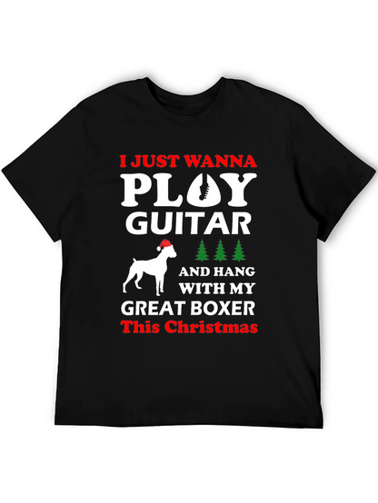 Christmas Guitar Boxer Dog T-Shirt