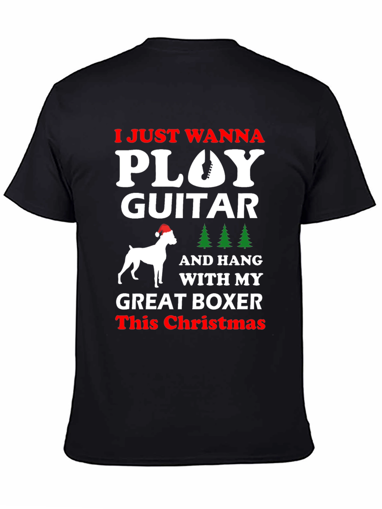Christmas Guitar Boxer Dog T-Shirt