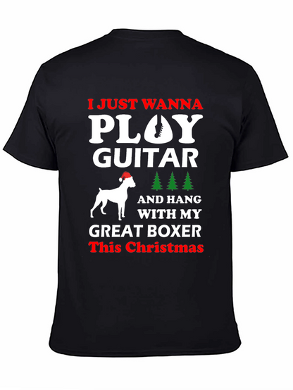 Christmas Guitar Boxer Dog T-Shirt