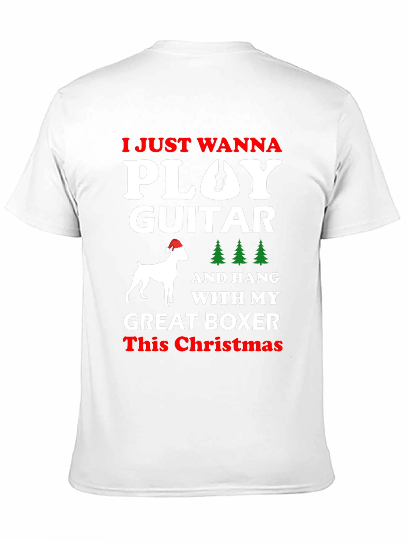 Christmas Guitar Boxer Dog T-Shirt
