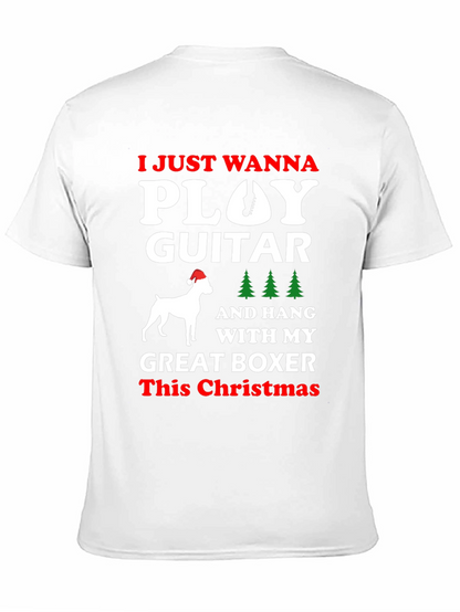 Christmas Guitar Boxer Dog T-Shirt