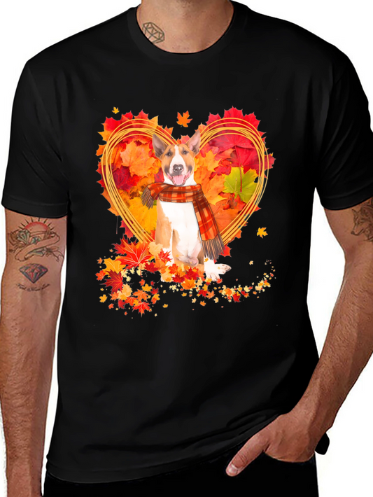 Fall Bull Terrier Heart Graphic Tee