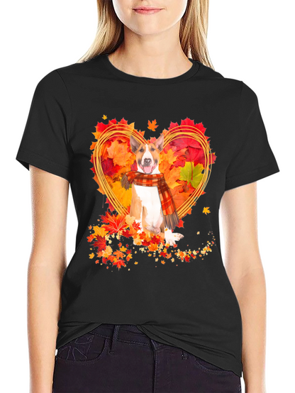 Fall Bull Terrier Heart Graphic Tee
