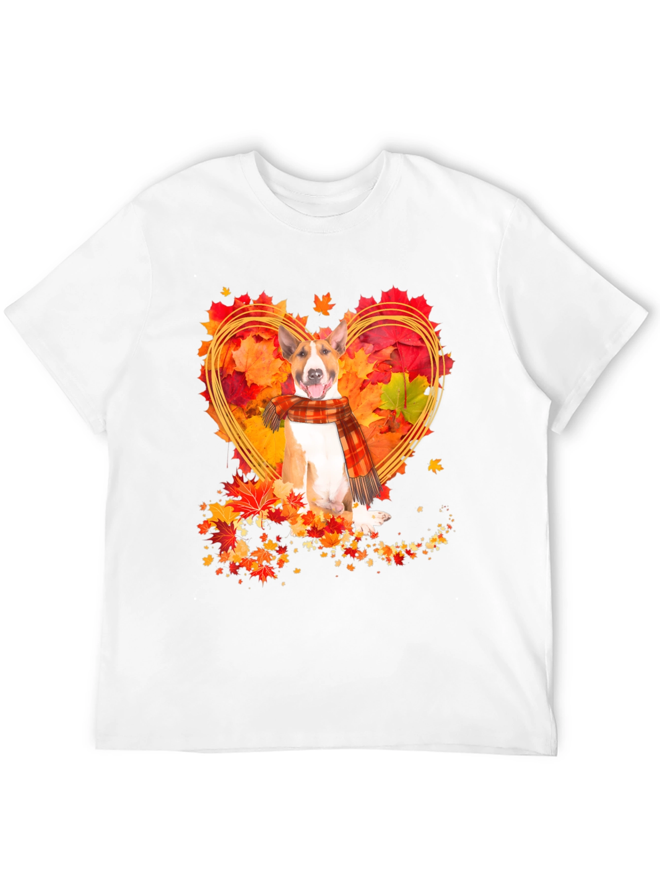 Fall Bull Terrier Heart Graphic Tee
