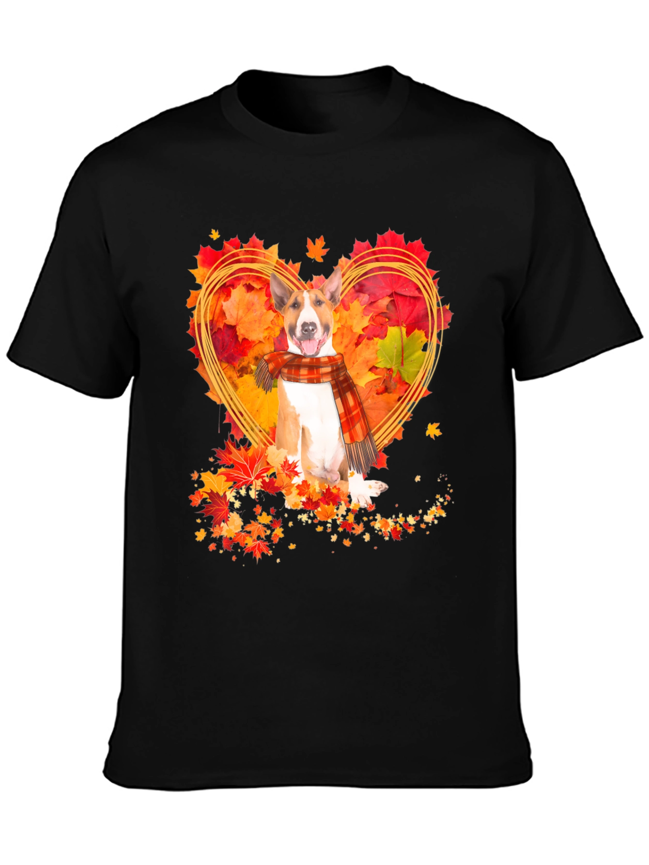 Fall Bull Terrier Heart Graphic Tee
