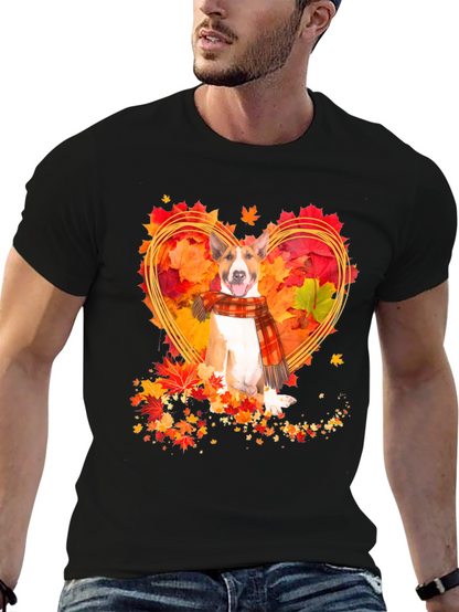 Fall Bull Terrier Heart Graphic Tee