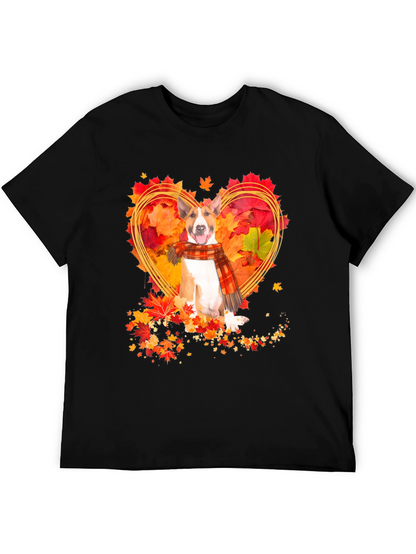 Fall Bull Terrier Heart Graphic Tee