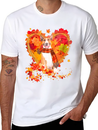 Fall Bull Terrier Heart Graphic Tee