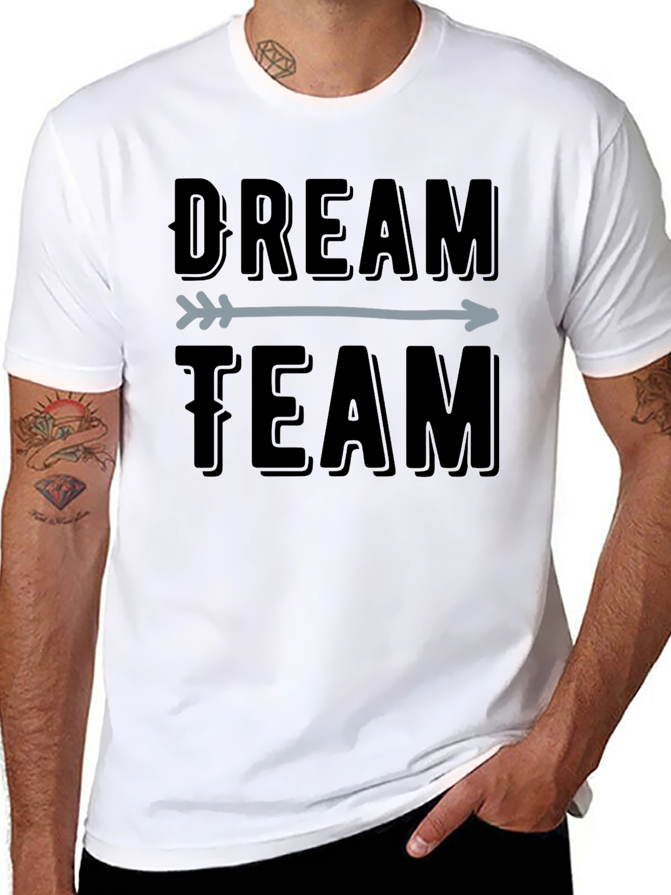 Dream Team Arrow Graphic Tee - Black Cotton T-Shirt