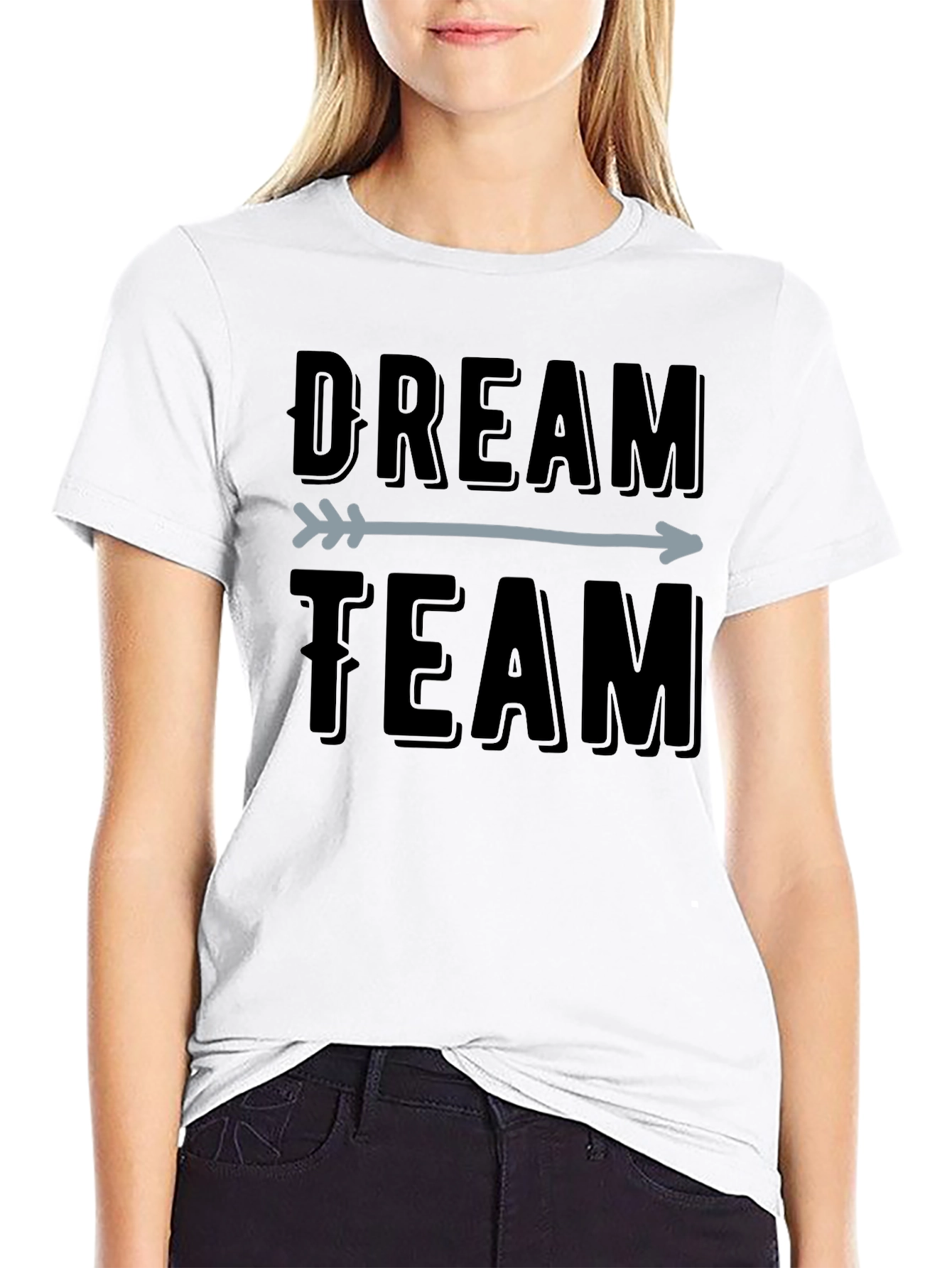 Dream Team Arrow Graphic Tee - Black Cotton T-Shirt