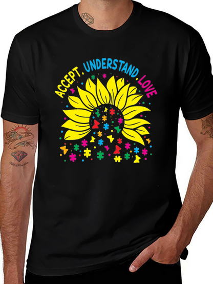 Accept Understand Love Sunflower Autism Awareness T-Shirt