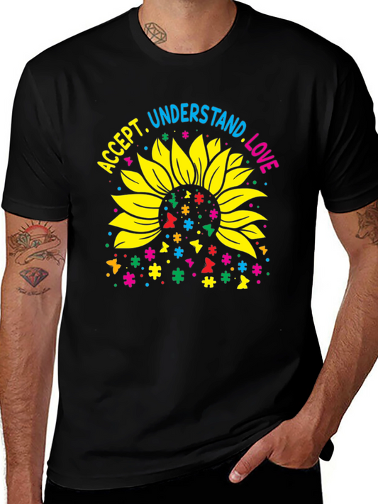 Accept Understand Love Sunflower Autism Awareness T-Shirt