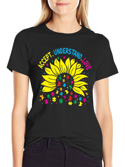 Accept Understand Love Sunflower Autism Awareness T-Shirt