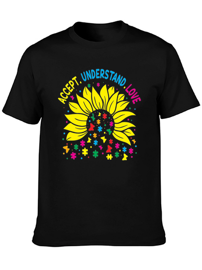Accept Understand Love Sunflower Autism Awareness T-Shirt