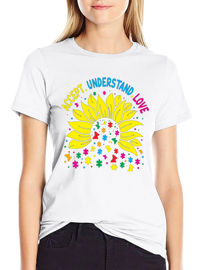Accept Understand Love Sunflower Autism Awareness T-Shirt