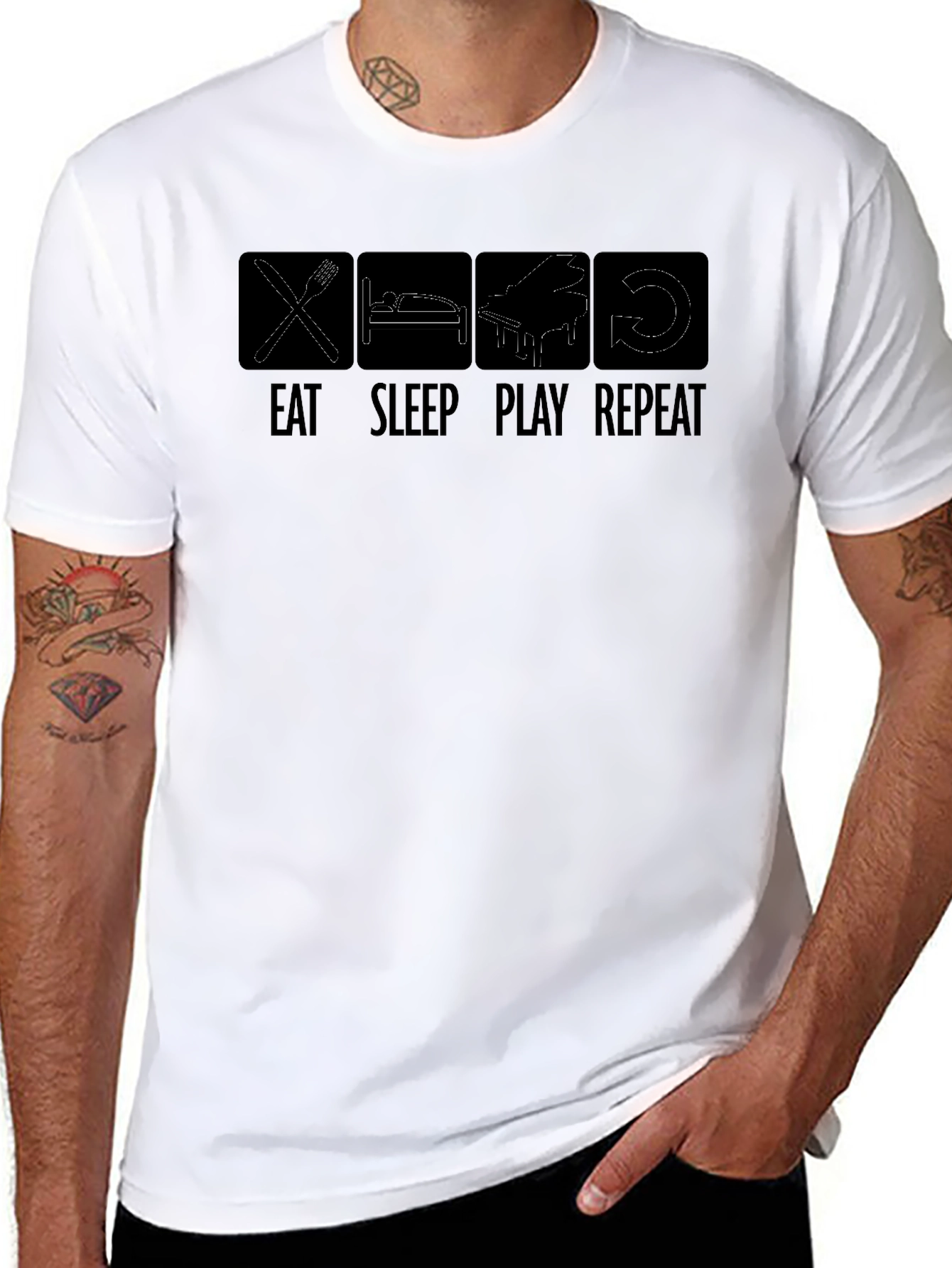 Eat Sleep Play Repeat T-Shirt - Musician Tee