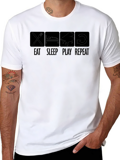 Eat Sleep Play Repeat T-Shirt - Musician Tee