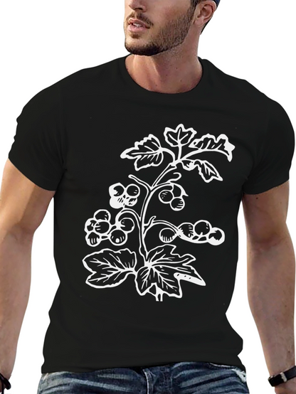 Botanical Print Black T-Shirt