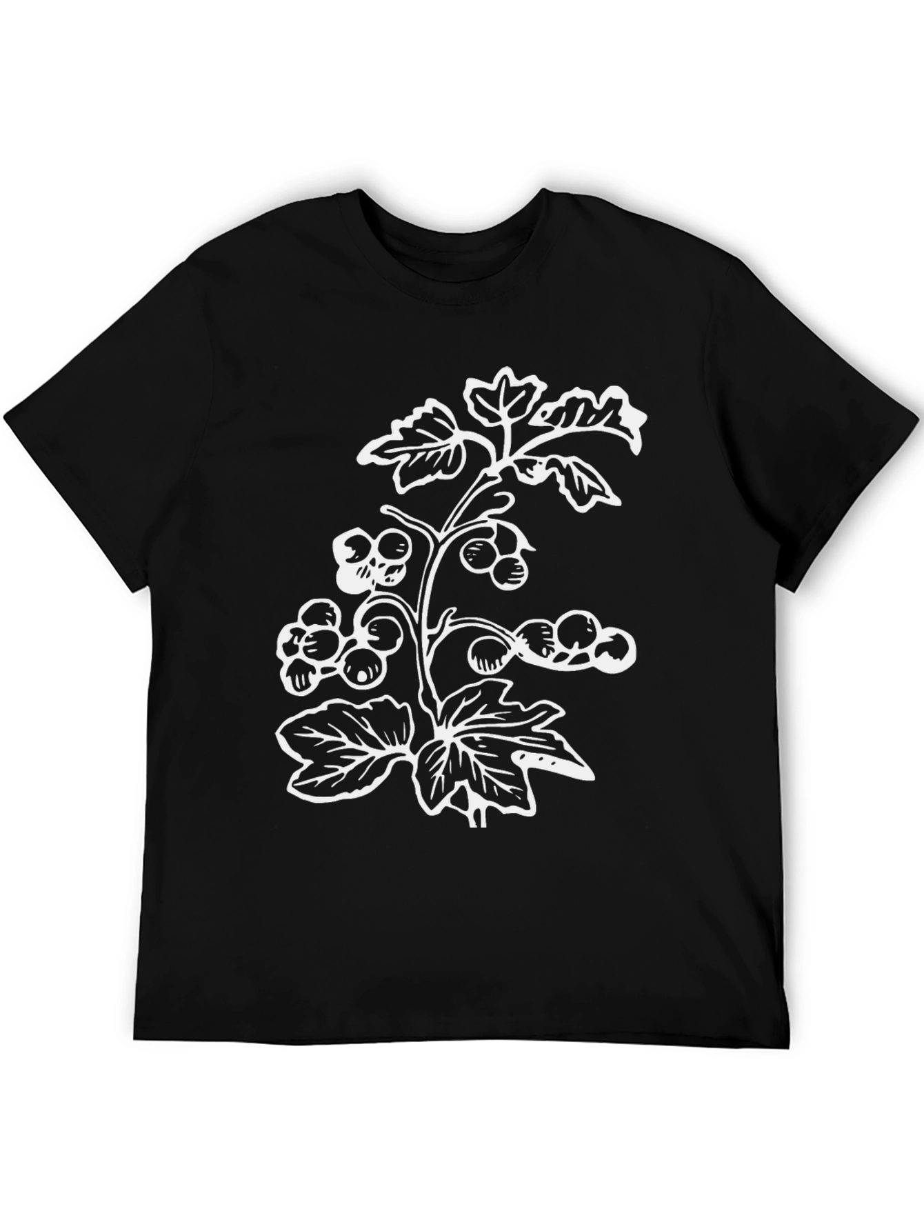 Botanical Print Black T-Shirt