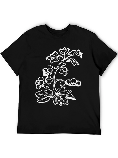 Botanical Print Black T-Shirt
